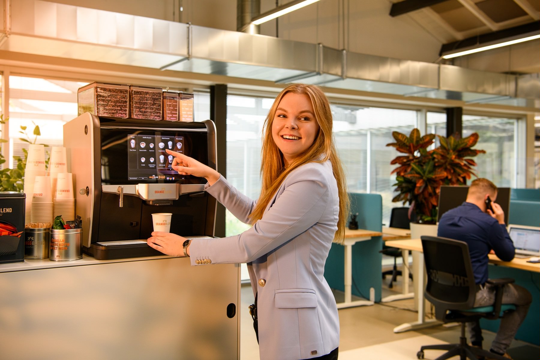 Koffiemachine met bonen voor kantoor