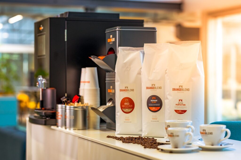 Orange Blend koffie op het werk